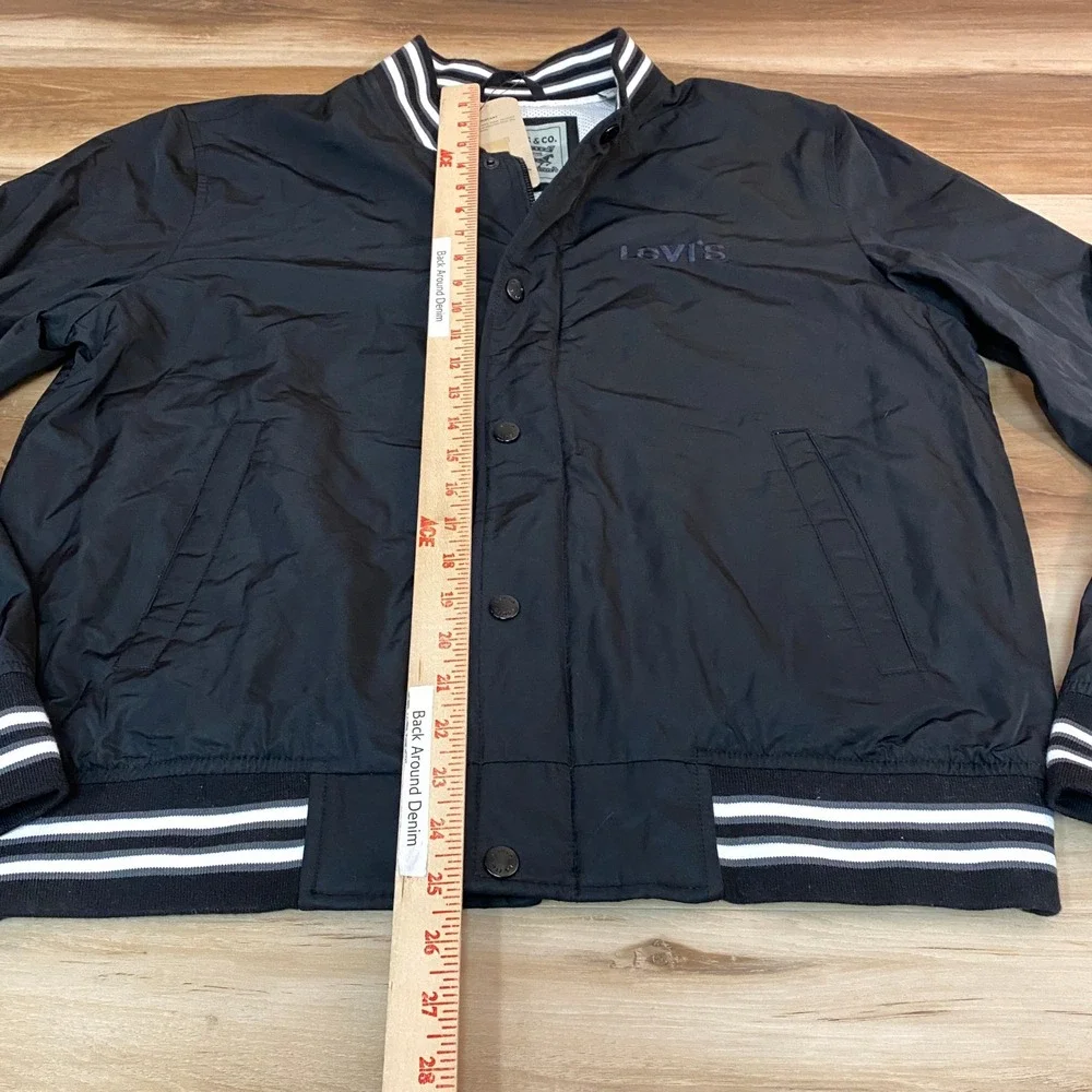 Levis Mens Water Resistant Varsity Bomber Jacket‎ Black Medium NEW $118